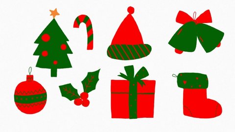 Cute element for Merry christmas.Hand drawn animation on white background.