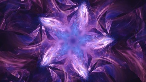 Abstract geometric fractal flower mandala, deep spiritual journey - seamless looping nonstop 3d animation.