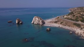 Aphrodite rock in Paphos Cyprus - aerial view