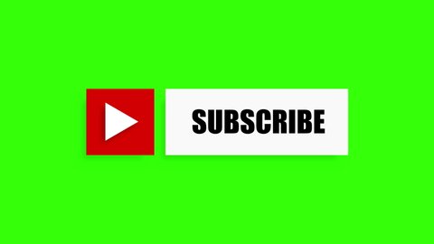 Youtube video channel subscribe button banner. Animated Subscription icon on green screen chroma key background. Click to follow, 4k animation.