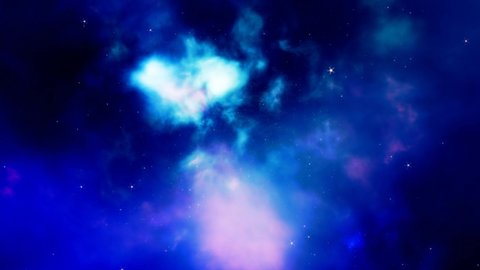 Space Nebula blue background. 4k video slow-motion stars space background. 3D 4K loop animation.
