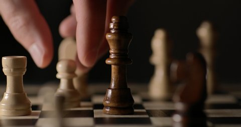 Game of Chess. Close Up of Hand Confident Businessman Playing Chess Game to Development Analysis Strategy Plan, Leader and Teamwork Concept for Success. Business Solutions, Success Strategy.