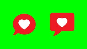 Heart  in speech bulb 
 animation green on black background. rate 4K video. Happy Valentine's Day - Powered by Shutterstock - Get 15% off with code: PIKWIZARD15