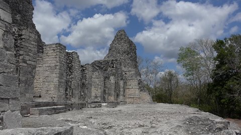 North tower of the Three Towers Building (Structure I) of Xpuhil Mayan Ruins. Mexico