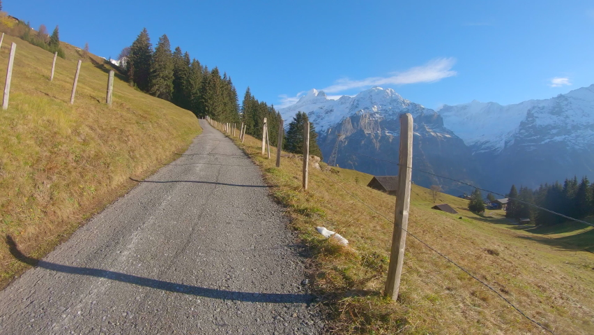 Hiking to First Cliff Walk, Grindelwald, Switzerland. 