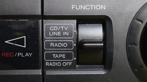 Switches Function The Toggle Switch On Tape Mode On A the Old Cassette Tape Recorder.