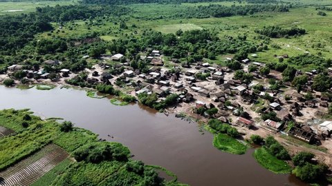 Village and farmland along Oueme Benin Africa