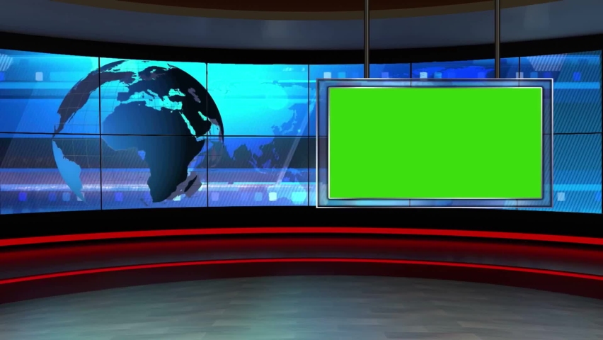 Virtual news studio set green screen