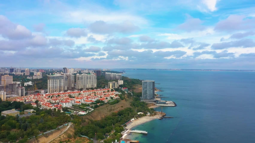 Odessa city from above. Aerial view of the city of Odessa in Ukraine famous sea resort