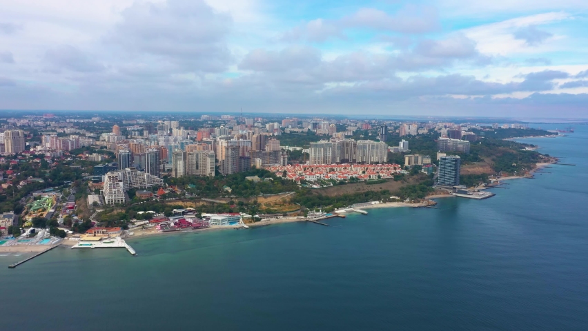 Odessa city from above. Aerial view of the city of Odessa in Ukraine famous sea resort