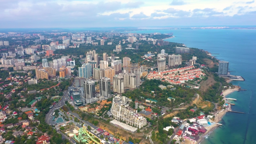 Odessa city from above. Aerial view of the city of Odessa in Ukraine famous sea resort