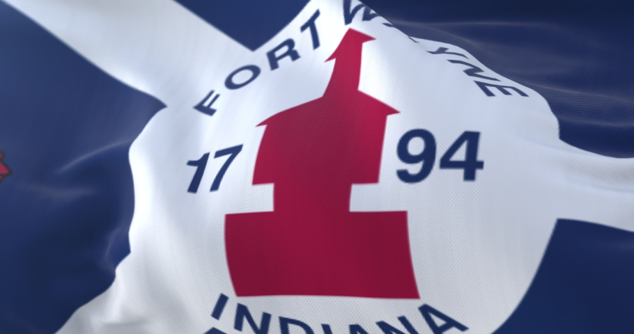 Fort Wayne city flag, Indiana in USA or United States of America - loop
