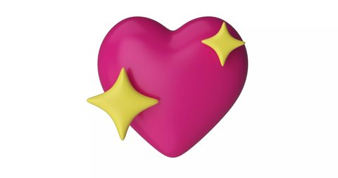 Iphone Emoji heart with the stars illustration. Pink Emoji Facebook reactions vector like social icon. Button for expressing social smileys. 3d render.