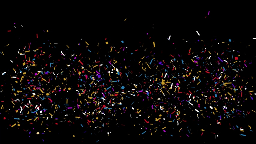 Realistic Multicolored Confetti Gunshot Popper Explosions Shooting Falling Green Screen Alpha Animation Background. Wedding, Birthday, Celebration, Carnival, Party or Holiday.4k