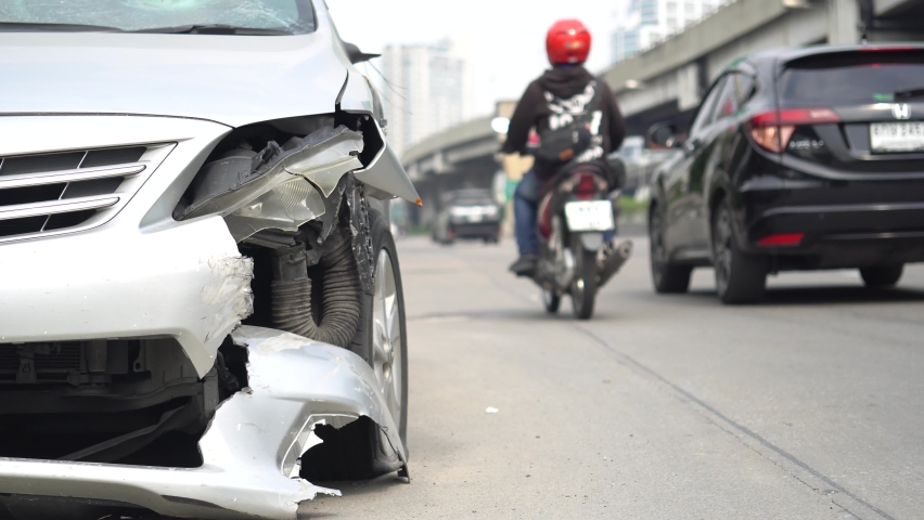 Car crash accident damaged on the road car crash accident on street in the city road, damaged automobiles. Royalty-Free Stock Footage #1061908573