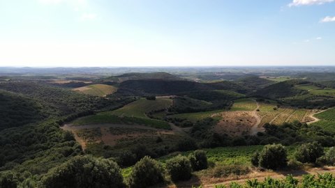 Faugères vineyards, Languedoc - drone footage