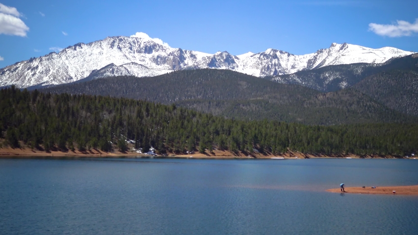Pikes Peak Panorama. The beautiful scenic view from top of the Pikes Peak Mountains in Colorado Spring, USA