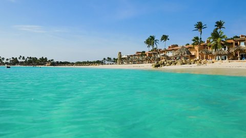 Amazing beauty Caribbean sea beach. Aruba island. Beautiful nature background.