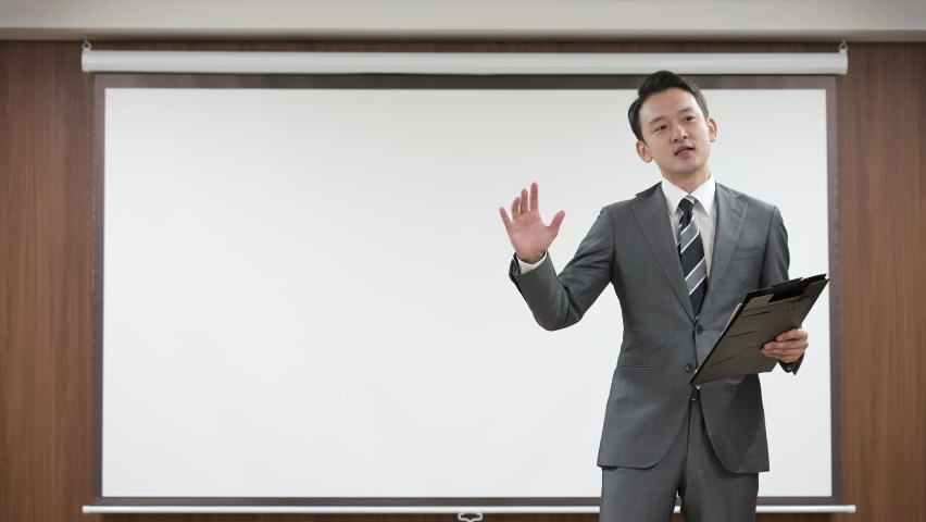 A businessman giving a presentation