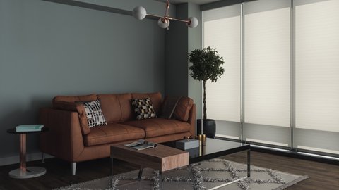 Blinds Opening In Modern Living Room