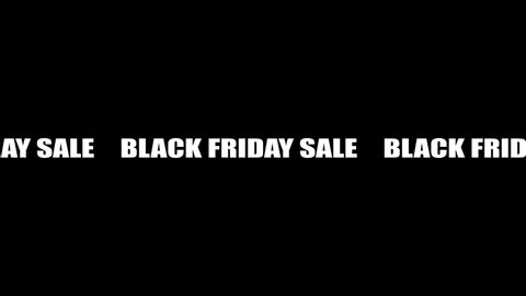 Running line of words white letters on a black background Black Friday Sale. 4K sales holiday banner