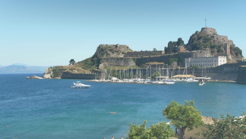 Panorama of capitol of Corfu. View of old town and old fort, Greece