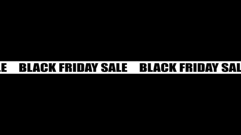 Running line of words white letters on a black background Black Friday Sale. 4K sales holiday banner