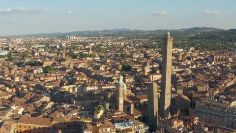 aerial drone Bologna city Italy