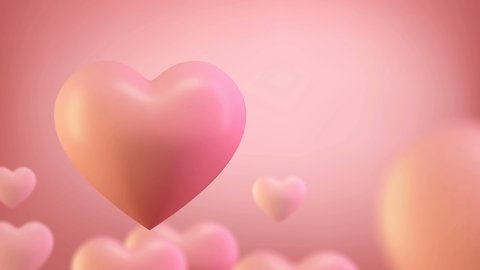 3d heart render seamless loop 4k. 3D Render of romantic background for valentines day 14 february. Love heart background for Wedding or mothers day.