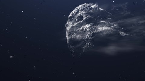 Giant Asteroid and Meteors Heading to Planet Earth
3d rendering cinematic vision, outer space view
