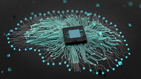 Artificial intelligence concept, electronic brain powered by processor. Integrated circuits come to life after an electric beam passes through them, an impulse. - Powered by Shutterstock - Get 15% off with code: PIKWIZARD15