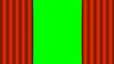 Curtain scene full opens, closes. Claret red theater, cinema stage open, complete close. Cartoon, loop, repeated. Cycle animation. Show, performance. Green screen, transparent background. 4k video