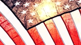 Close up American flag waving on sunset with soft focus, Slow Motion. Concept of Memorial Day or 4th of July, Independence Day, Veterans Day, Celebrate USA, American Election. America Concept. - Powered by Shutterstock - Get 15% off with code: PIKWIZARD15