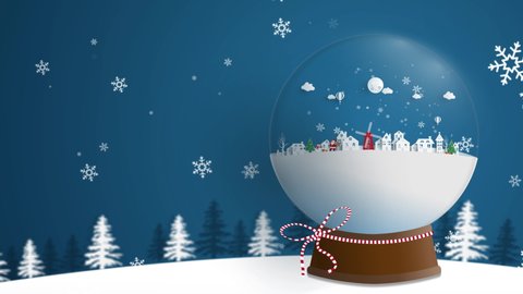 Motion graphics Merry Christmas concept. Happy Christmas companions. Santa Claus, Snowman In gift box.