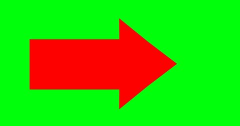 red arrow move to forward or right direction 4k footage clip on green background