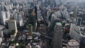 Bangkok Thailand Aerial City View Drone Footage over the City