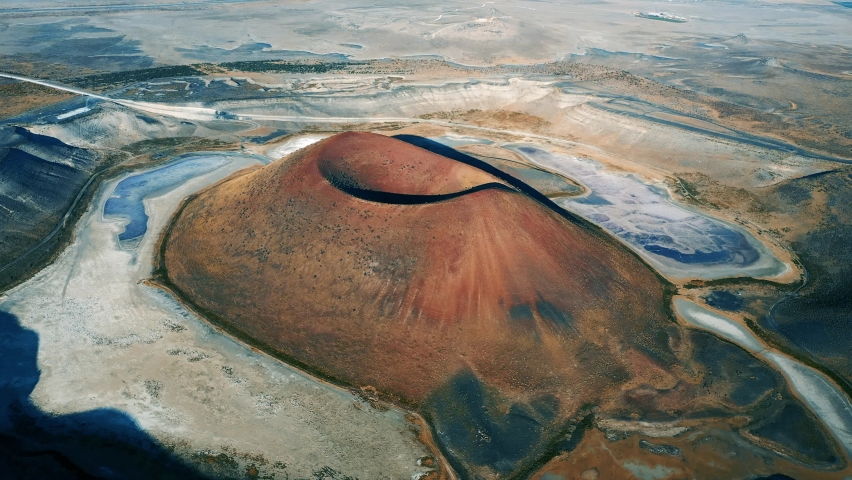 aerial crater lake of the geological shapes