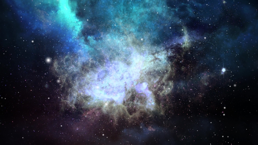Blue nebula clouds and galaxies moving in the vast universe | Shutterstock HD Video #1062026854