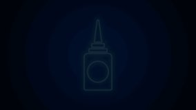 Glowing neon line Bottle nasal spray icon isolated on black background. 4K Video motion graphic animation.