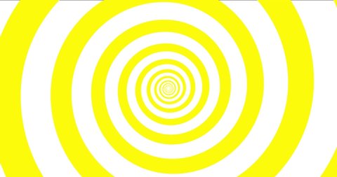 Moving hypnotic spiral. Seamless Psychedelic spiral and slow rotation. Yellow background.