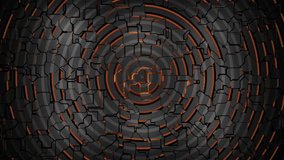 4K video animation of an abstract sci-fi wall having beautiful cracks with neon circular patterns.