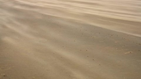 Sand on the beach blown by the wind, sandstorm concept