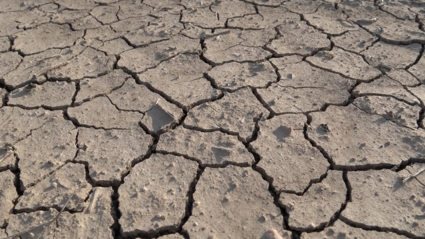 Closeup of cracked earth during drought, cracked soil, natural disaster Royalty-Free Stock Footage #1062045523