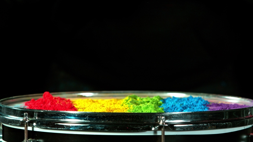 Super Slow Motion Shot of Drum Hit with Color Powder Explosion at 1000 fps. Royalty-Free Stock Footage #1062051058