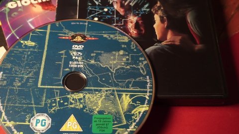 Rome, Italy - November, 08 2020, DVD of the film Wargames - War Games, 1983 film directed by John Badham with Matthew Broderick, presented out of competition at the 36th Cannes Film Festival.