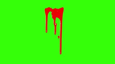 Red Paint Narrow Spill Drip Green Screen Background With Luma Channel 4k