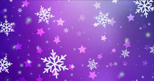 4K looping light purple, pink video sample in carnival style. Holographic abstract video with snow and stars. Film for web advertising. 4096 x 2160, 30 fps.