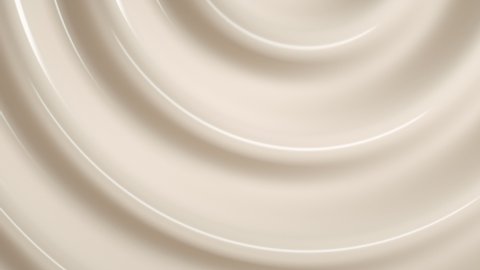 Loop liquid cream nude background organic plastic 3d render abstract wave drink pattern, elegant textile, macro carpet soft smooth texture