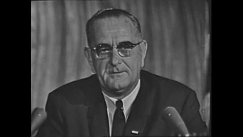 CIRCA 1960s - President Lyndon B Johnson discusses the contributions made by Americans of all races while signing the Civil Rights Act into law 1964.