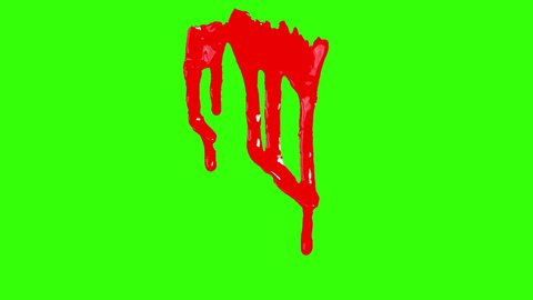 Red Narrow Spill Drip Packs of 3 on Green Screen Background for Visual Effects 4k